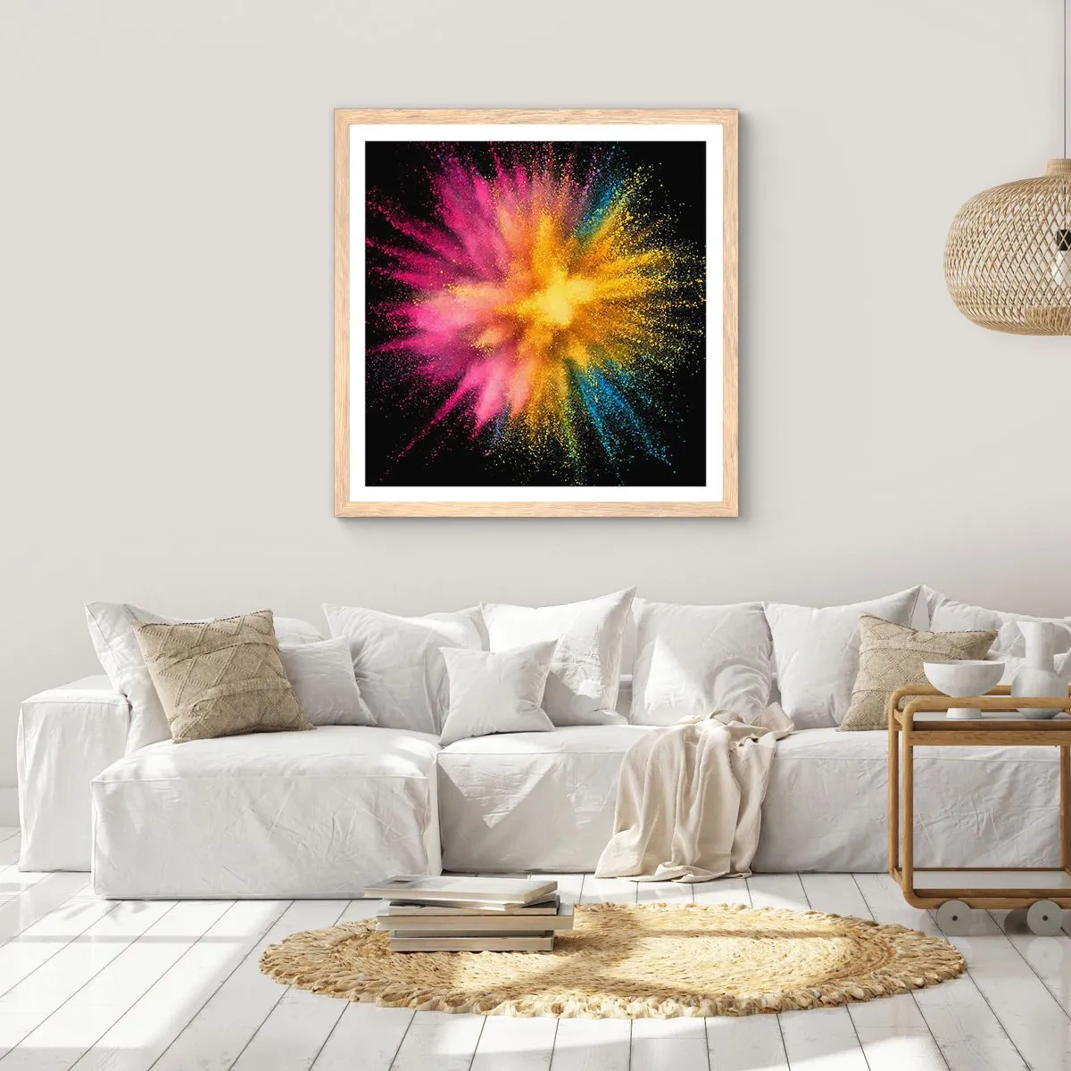 Poster in light oak frame - Birth of Colours - 30x30 cm