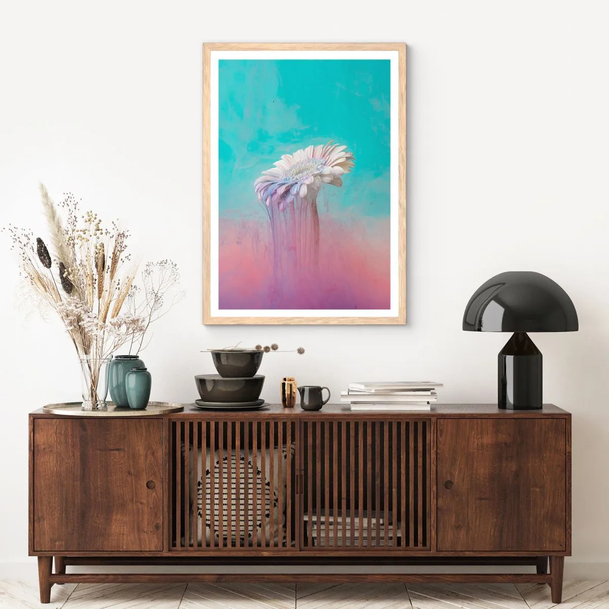 Poster in light oak frame - Afterlife of Flowers - 50x70 cm