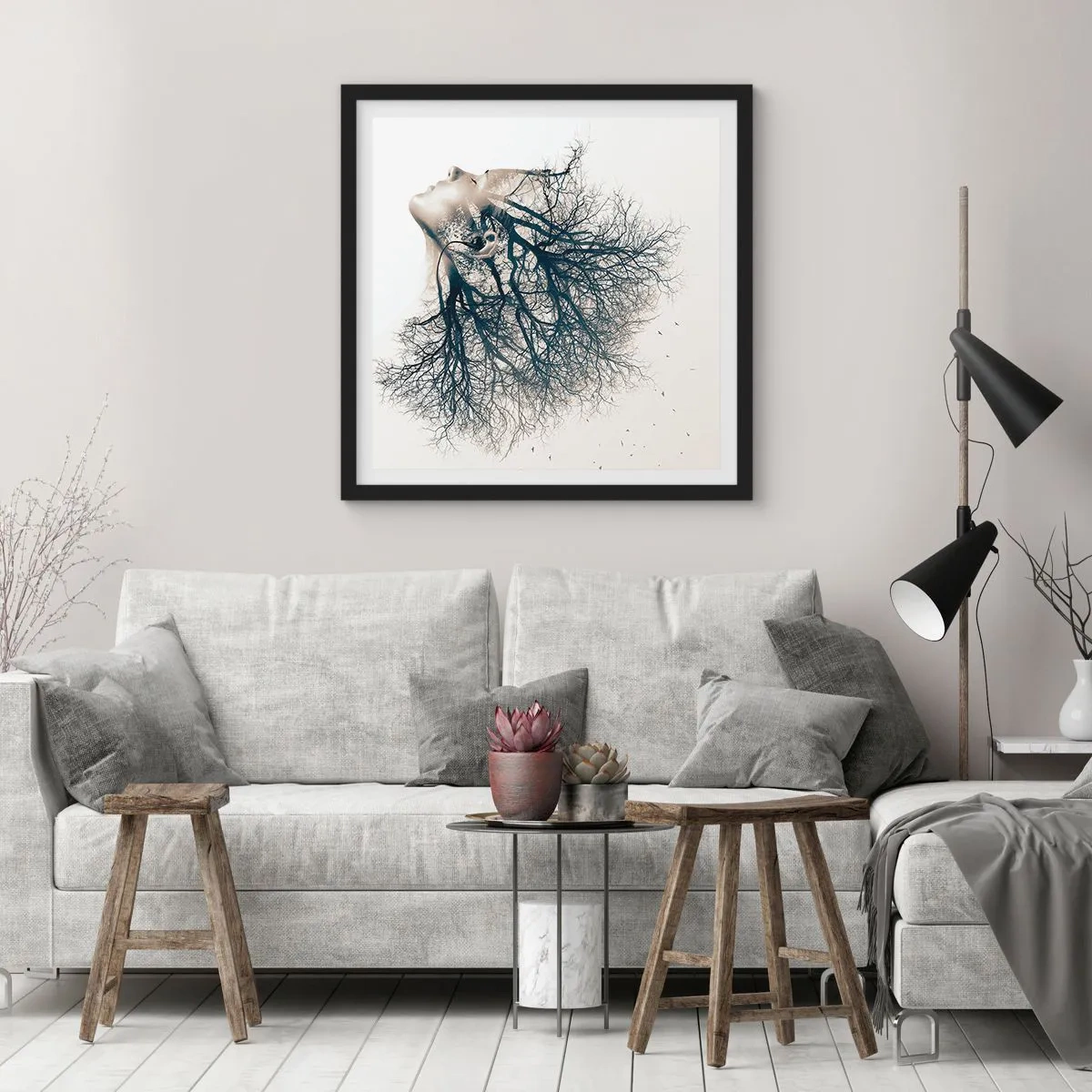 Poster in black frame - Listening to the Whisper of the Trees - 60x60 cm