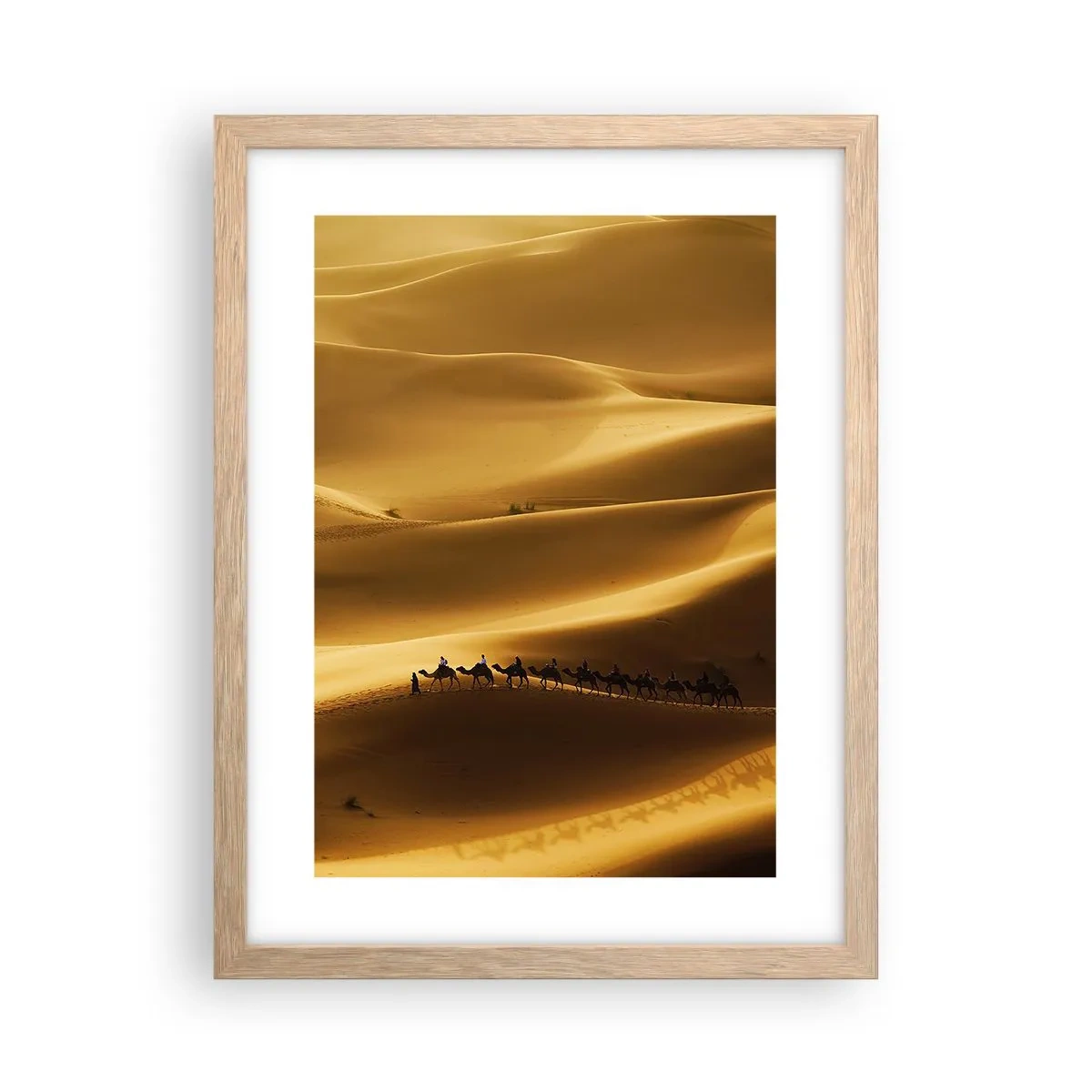 Poster in light oak frame - Caravan on the Waves of a Desert - 30x40 cm