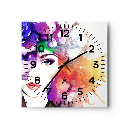 Wall clock - Clock on glass - With Head in the Clouds - 30x30 cm
