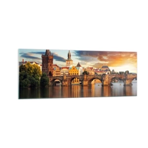 Glass picture - Beautiful Prague - 140x50 cm
