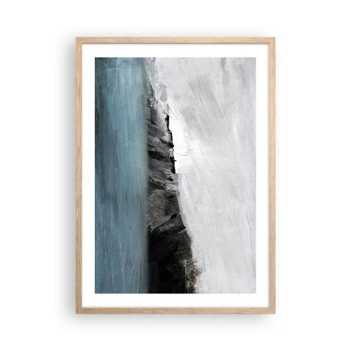 Poster in light oak frame - Water-Earth: Clash of Elements - 50x70 cm