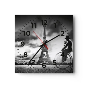 Wall clock - Clock on glass - Longing for Belle Epoque - 30x30 cm