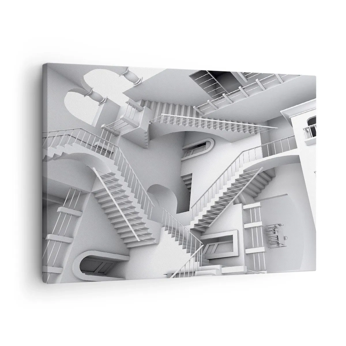 Canvas picture - An abstract composition of stairs in a surrealistic spatial arrangement - 70x50cm - Paradoxes of Space - Modern wall decoration for the living room and bedroom ARTTOR