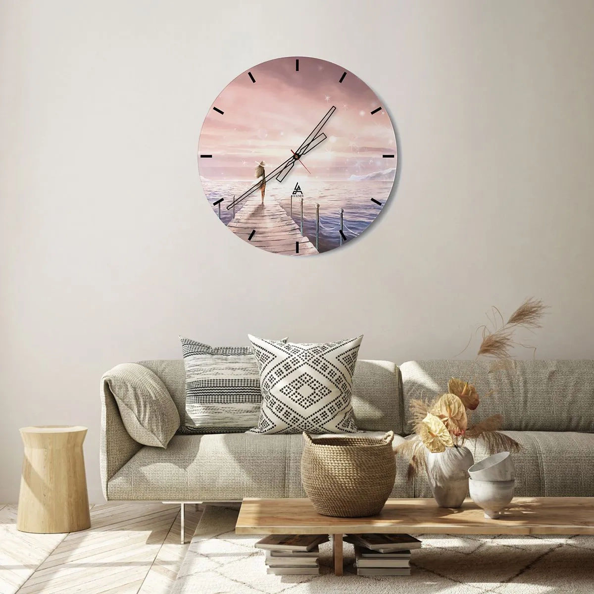 Wall clock - Clock on glass - In a Dream World - 40x40 cm