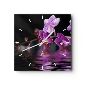 Wall clock - Clock on glass - Lilac Reflection of Beauty - 40x40 cm
