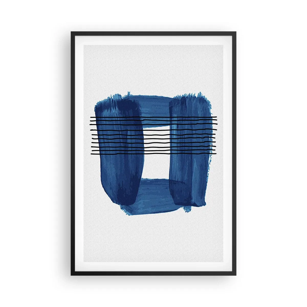 Poster in black frame - Blue and Black Composition - 61x91 cm