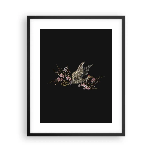 Poster in black frame - Exotic, Embroidered Bird - 40x50 cm