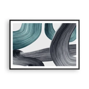 Poster in black frame - Emerald and Black Trails - 100x70 cm