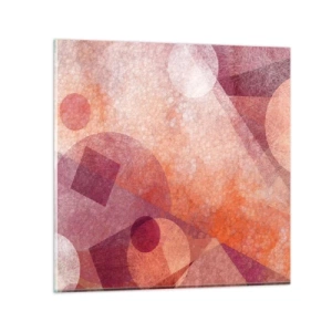 Glass picture - Geometrical Transformation in Pink - 50x50 cm