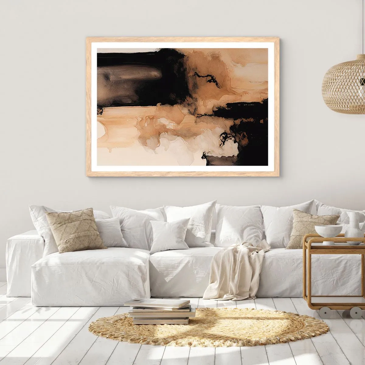 Poster in light oak frame - Intriguing Abstract - 100x70 cm