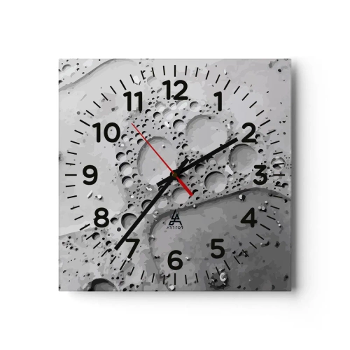 Wall clock - Clock on glass - Foamy Footprint - 40x40 cm
