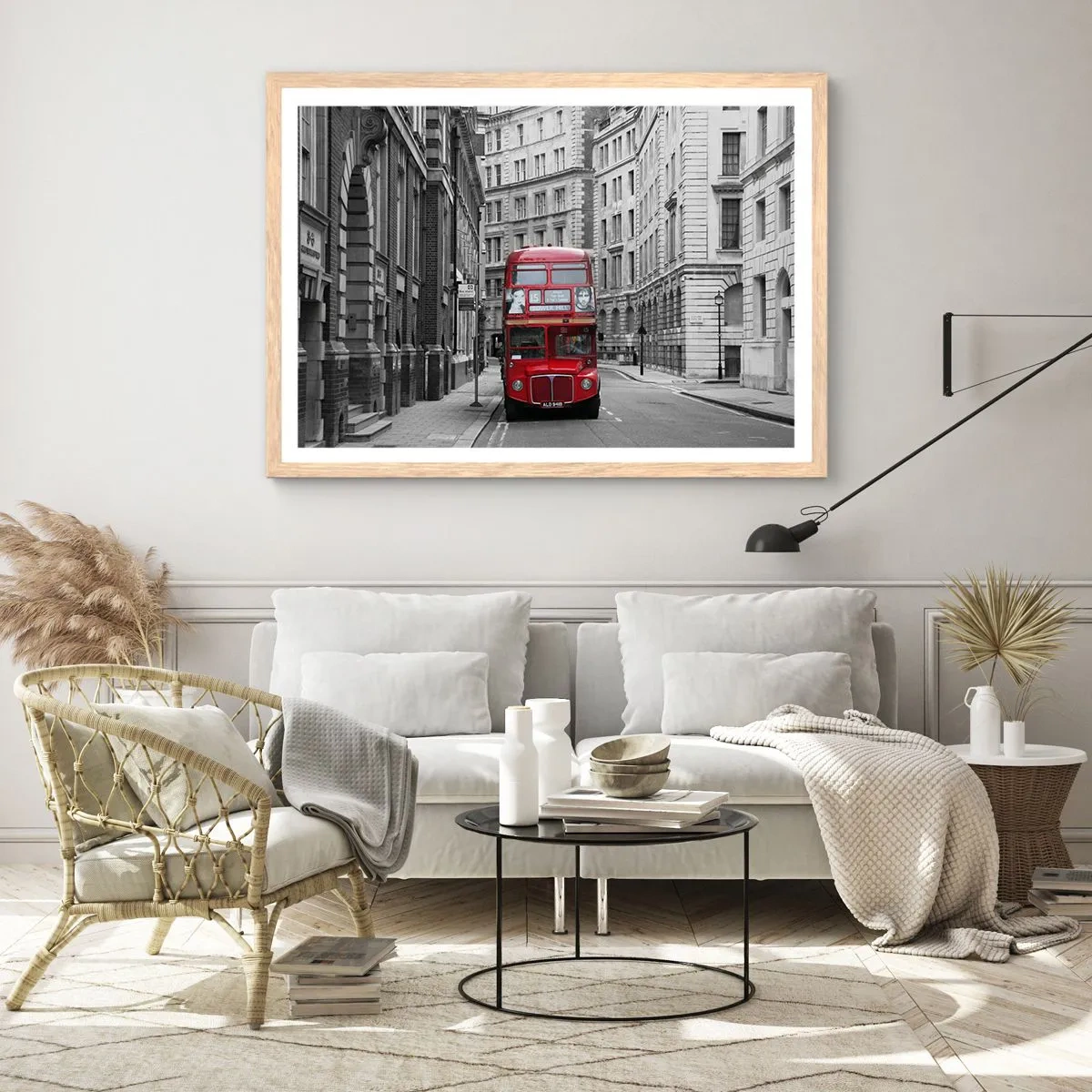 Poster in light oak frame - Routine Doesn't Have to Be Grey - 100x70 cm