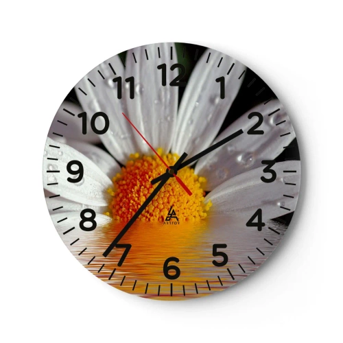 Wall clock - Clock on glass - Sunrise of a Daisy - 40x40 cm