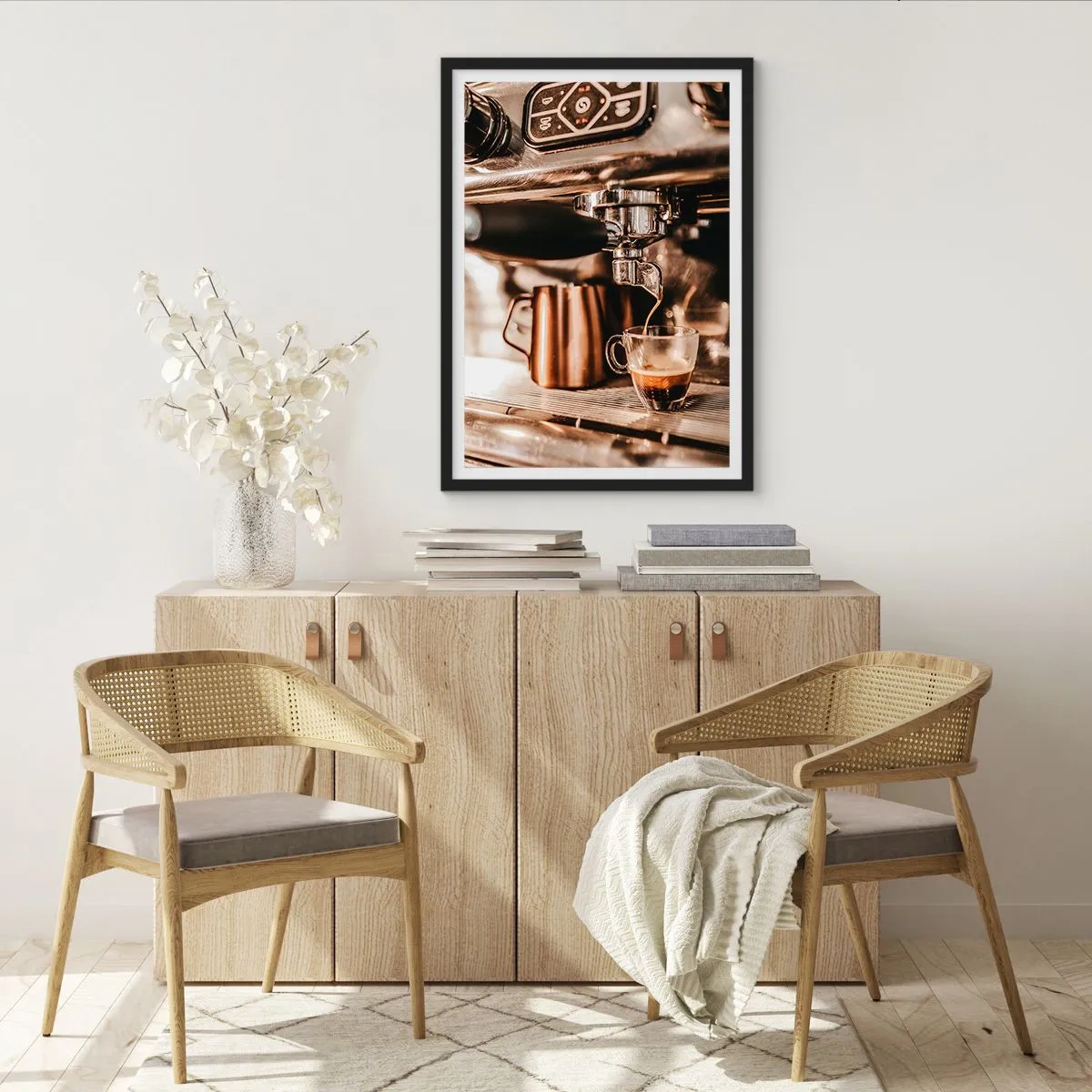 Poster in black frame - Glow of a Coffee - 30x40 cm