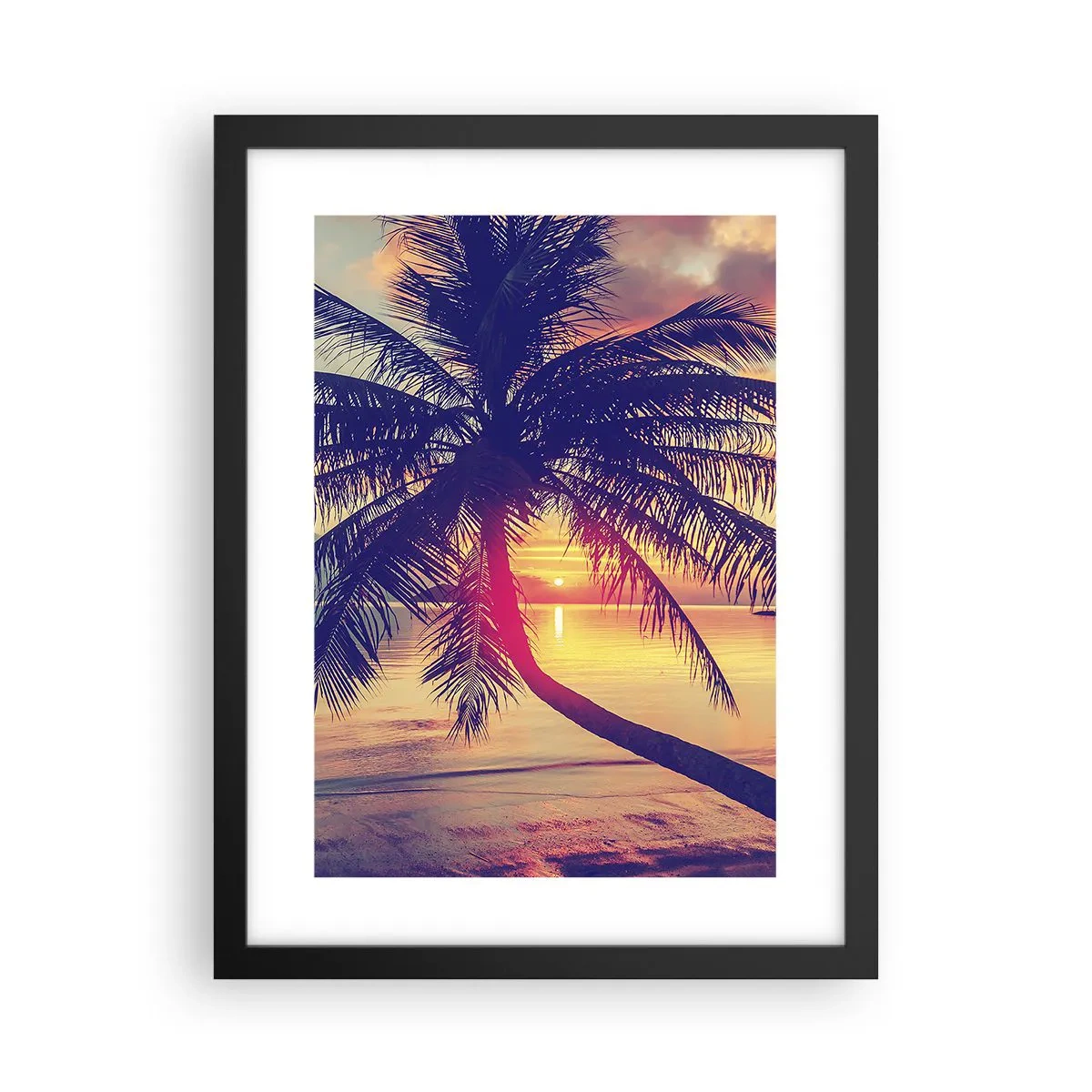Poster in black frame - Evening under the Palm Trees - 30x40 cm