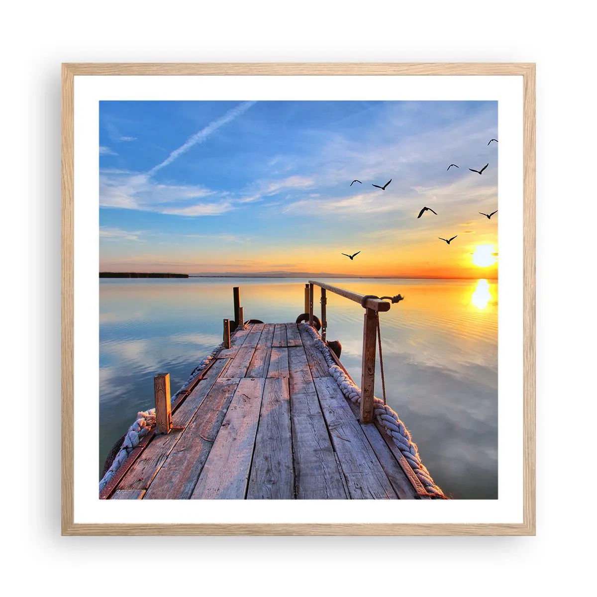 Poster in light oak frame - Walk towards the Sun - 60x60 cm
