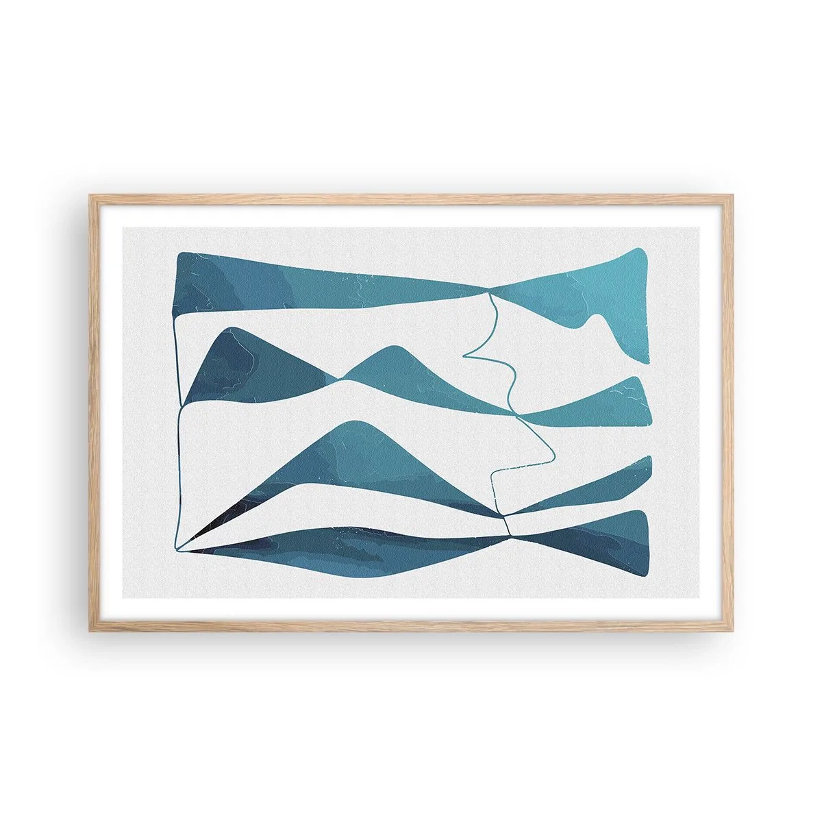 Poster in light oak frame - Abstract: Turquoise Relation - 91x61 cm