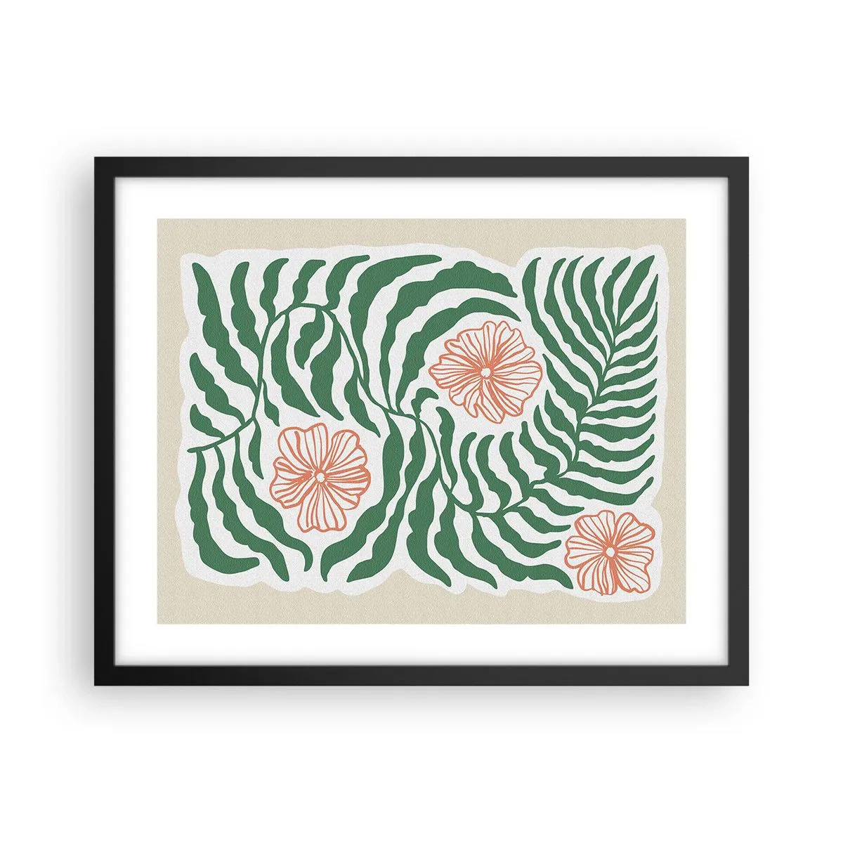 Poster in black frame - Blossoming in Green - 50x40 cm