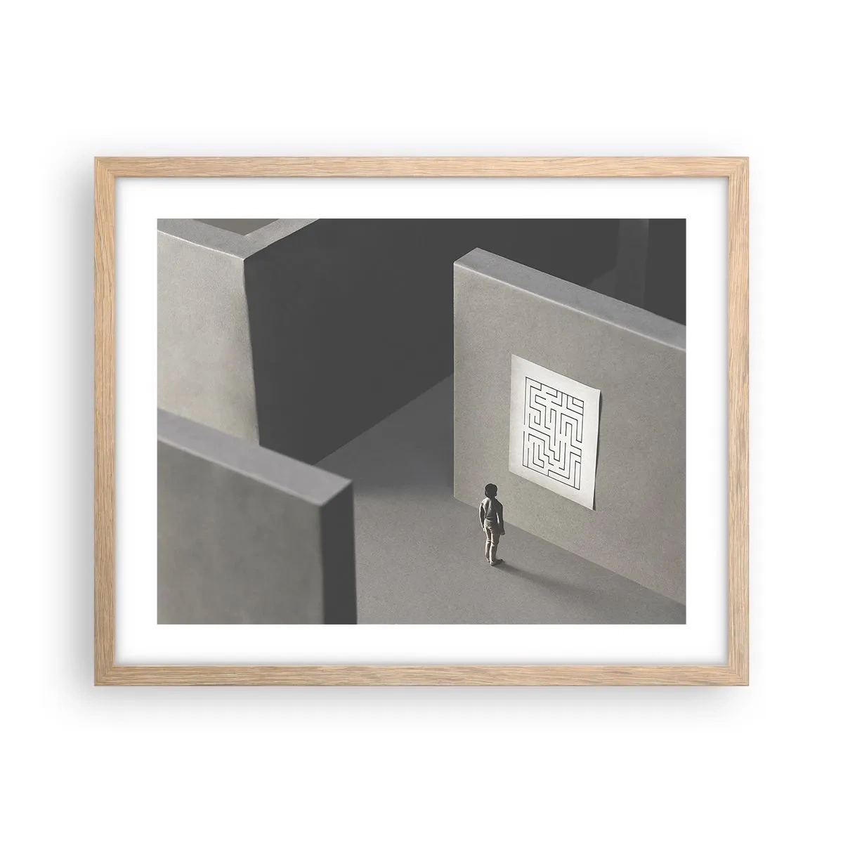 Poster in light oak frame - But Where Am I? - 50x40 cm