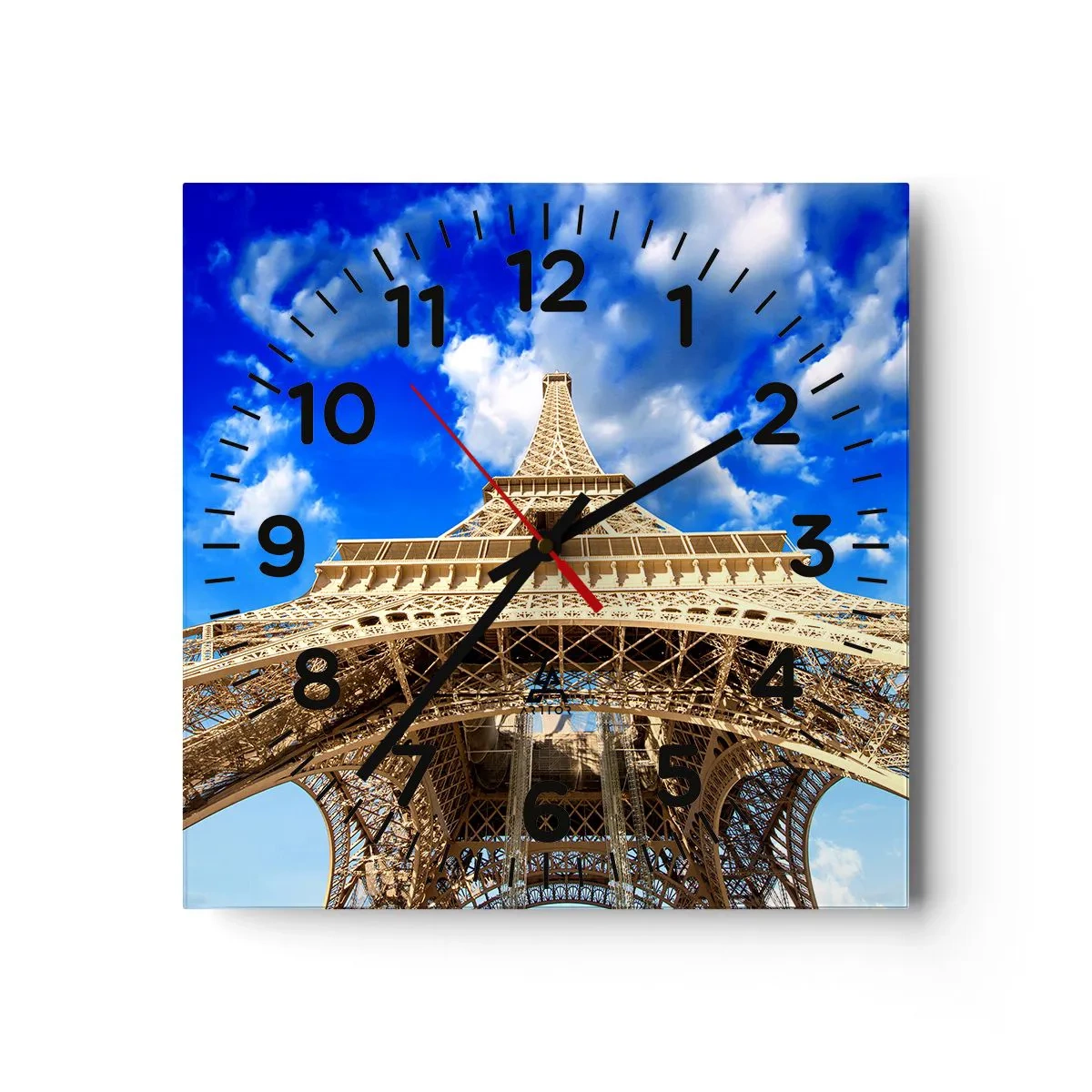 Wall clock - Clock on glass - Reaching Sky and Clouds - 40x40 cm