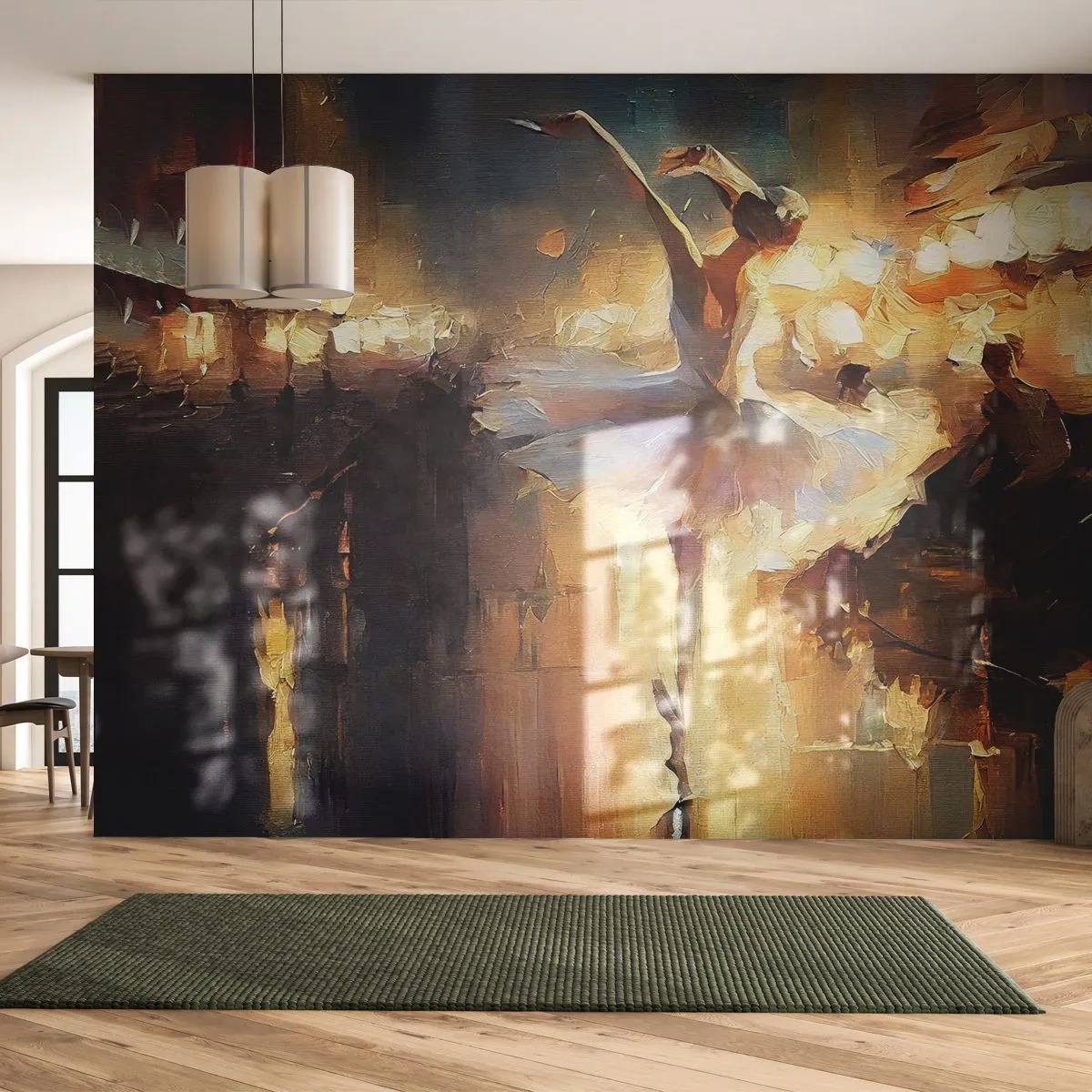 Self-Adhesive Photo Wallpaper Deluxe Sticker - Miracle on the Street - Ballerina, Dance, Oil-color - 450x315 cm