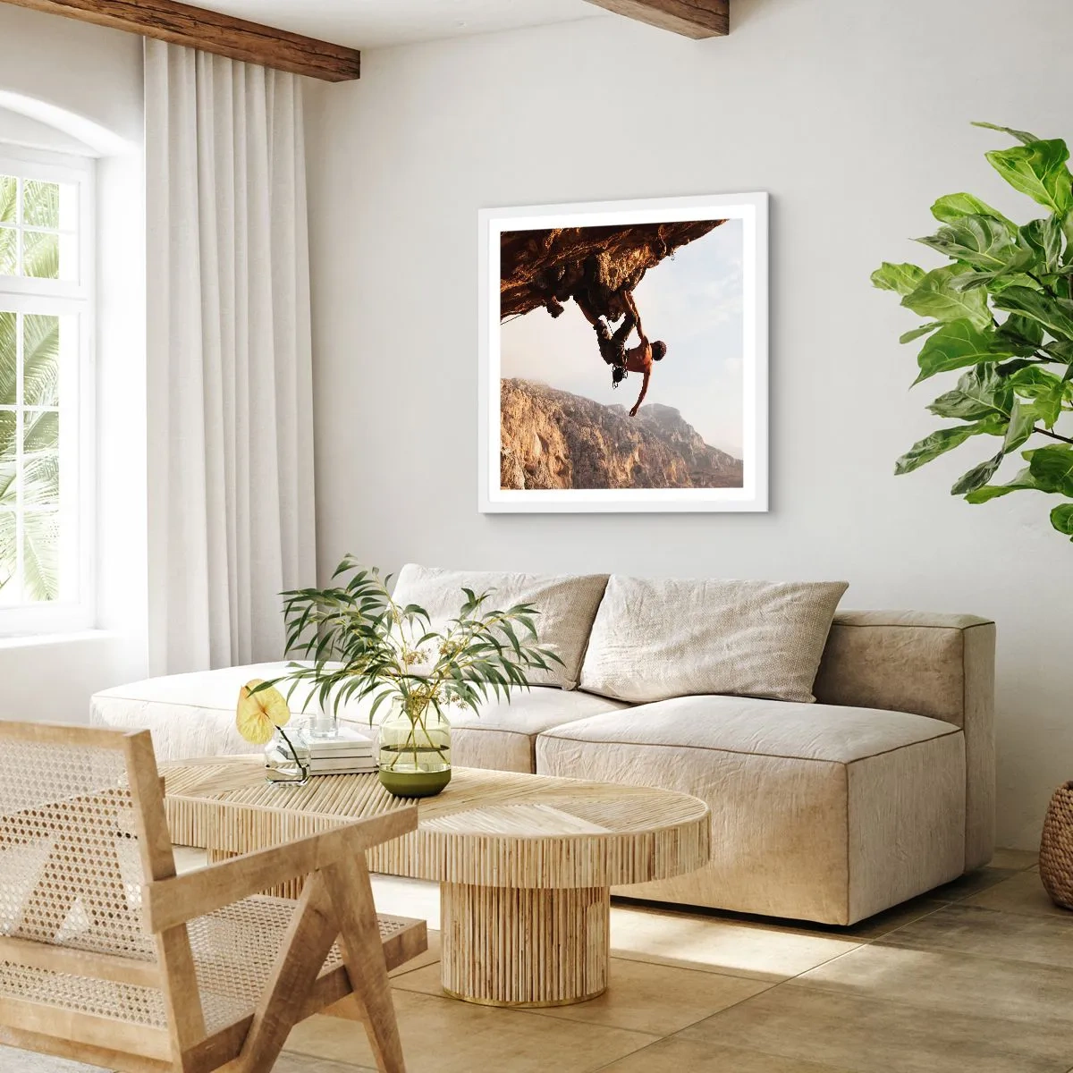 Poster in white frmae - The Whole World on a Sharp Cliff - 60x60 cm