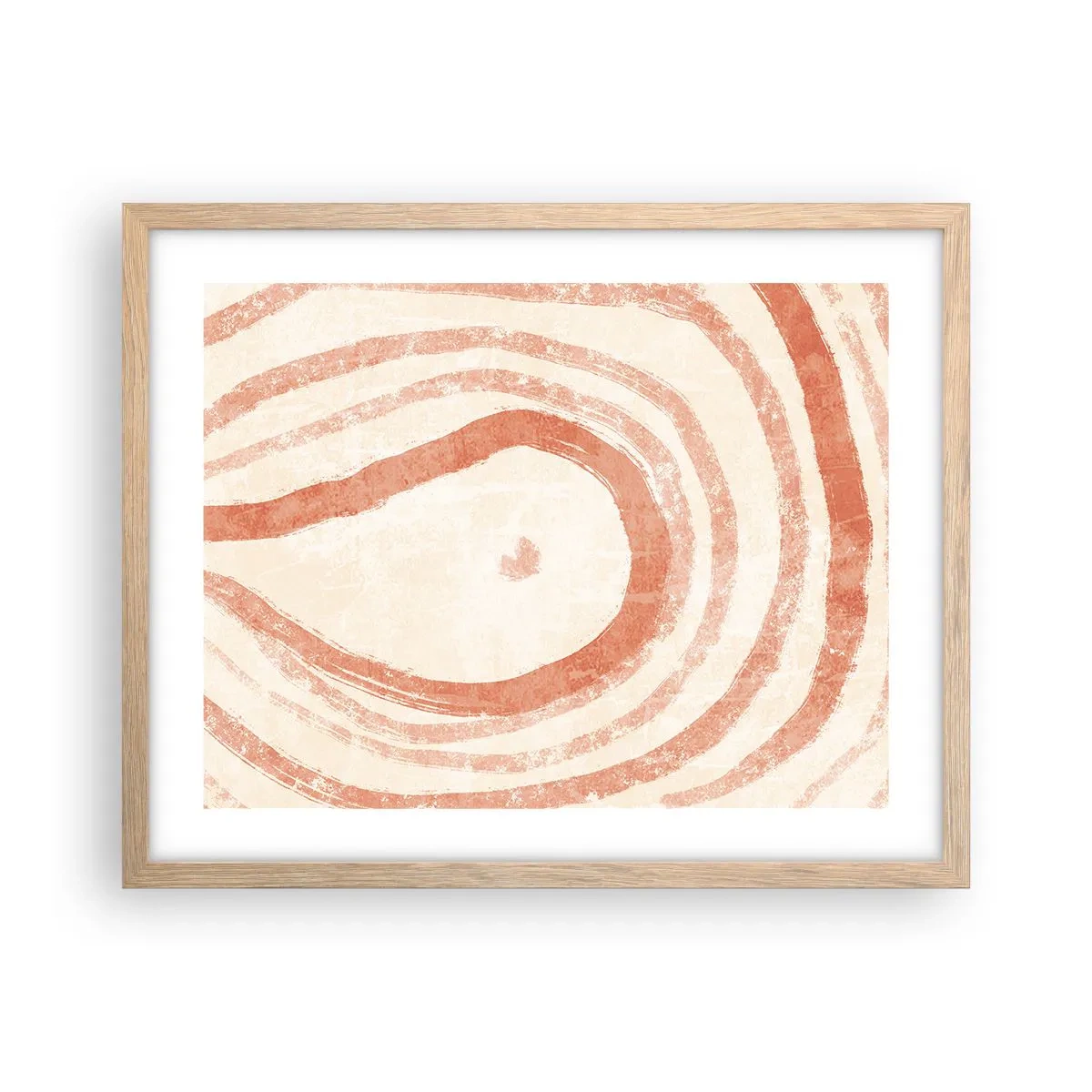 Poster in light oak frame - Coral Circles - Composition - 50x40 cm