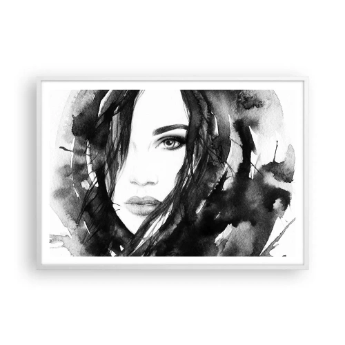 Poster in white frmae - Portriat of a Lady in Black and White - 100x70 cm
