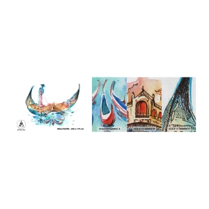 Photo Wallpaper Sample Premium Sand - We are Flowing through the City - Abstraction, Venice, Bridge - 100x30 cm