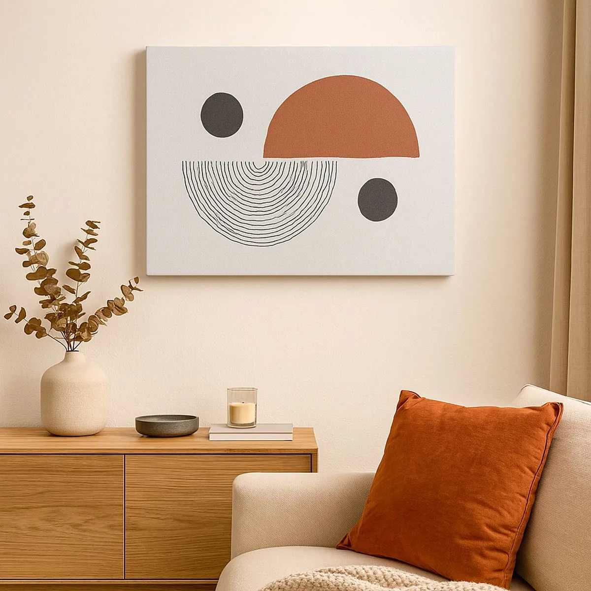 Canvas picture - Geometric shapes in shades of brown and black - 70x50cm - Perfection of a Wheel - Modern wall decoration for the living room and bedroom ARTTOR