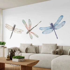 Custom Wallpaper Premium Canvas - Lightness of Dragonflies  - Insects, Minimalistic, Weighty