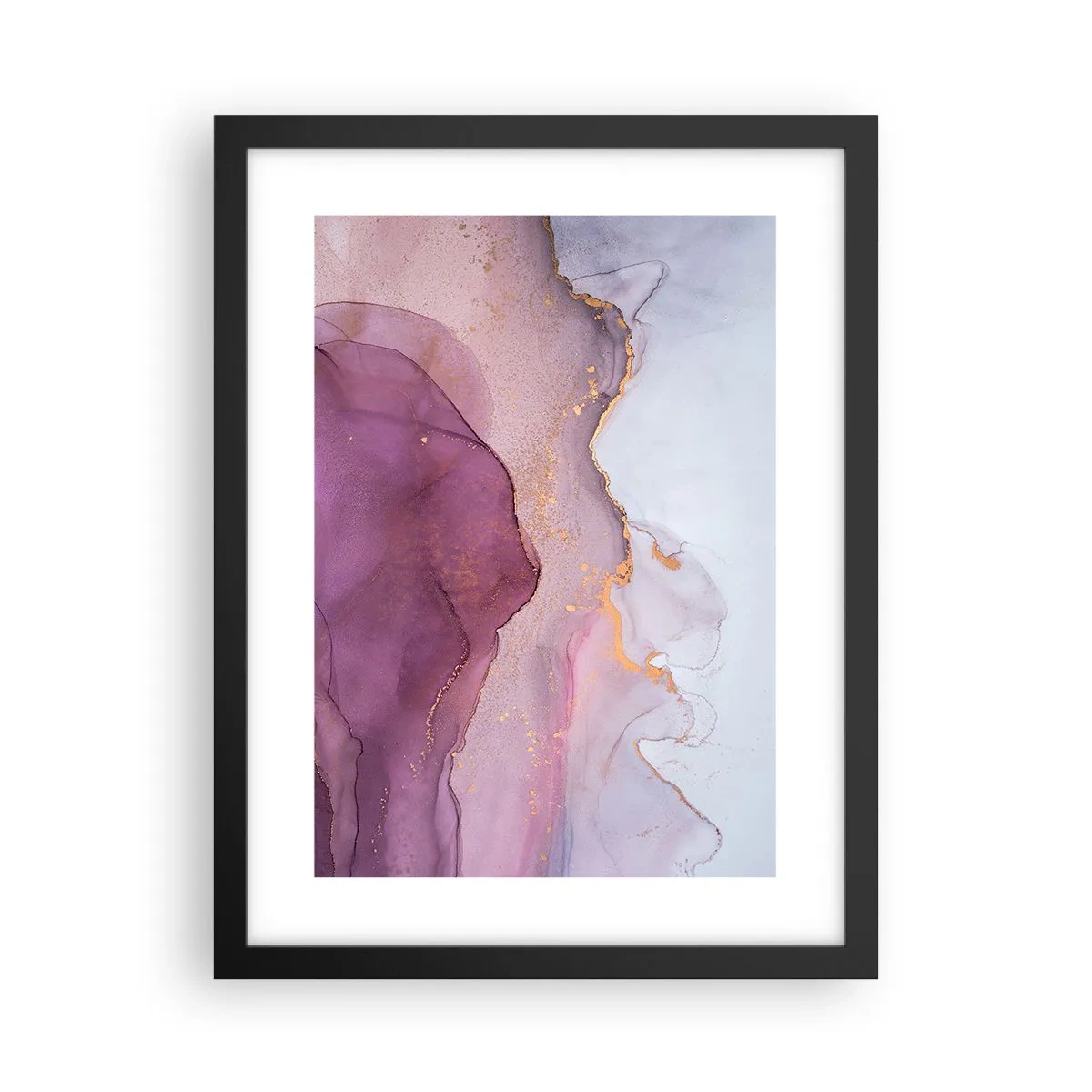 Poster in black frame - Waves of Violet and Purple - 30x40 cm