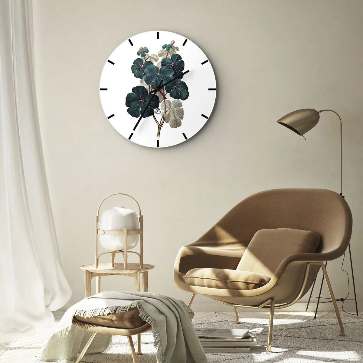 Wall clock - Clock on glass - From the Old Herbarium - 40x40 cm
