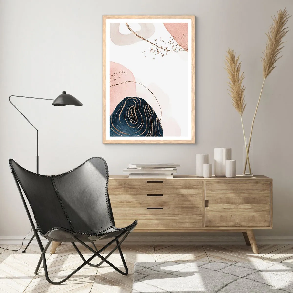 Poster in light oak frame - Everything Flows - 50x70 cm
