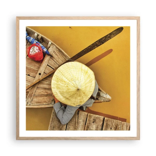 Poster in light oak frame - Life on a Yellow River - 60x60 cm