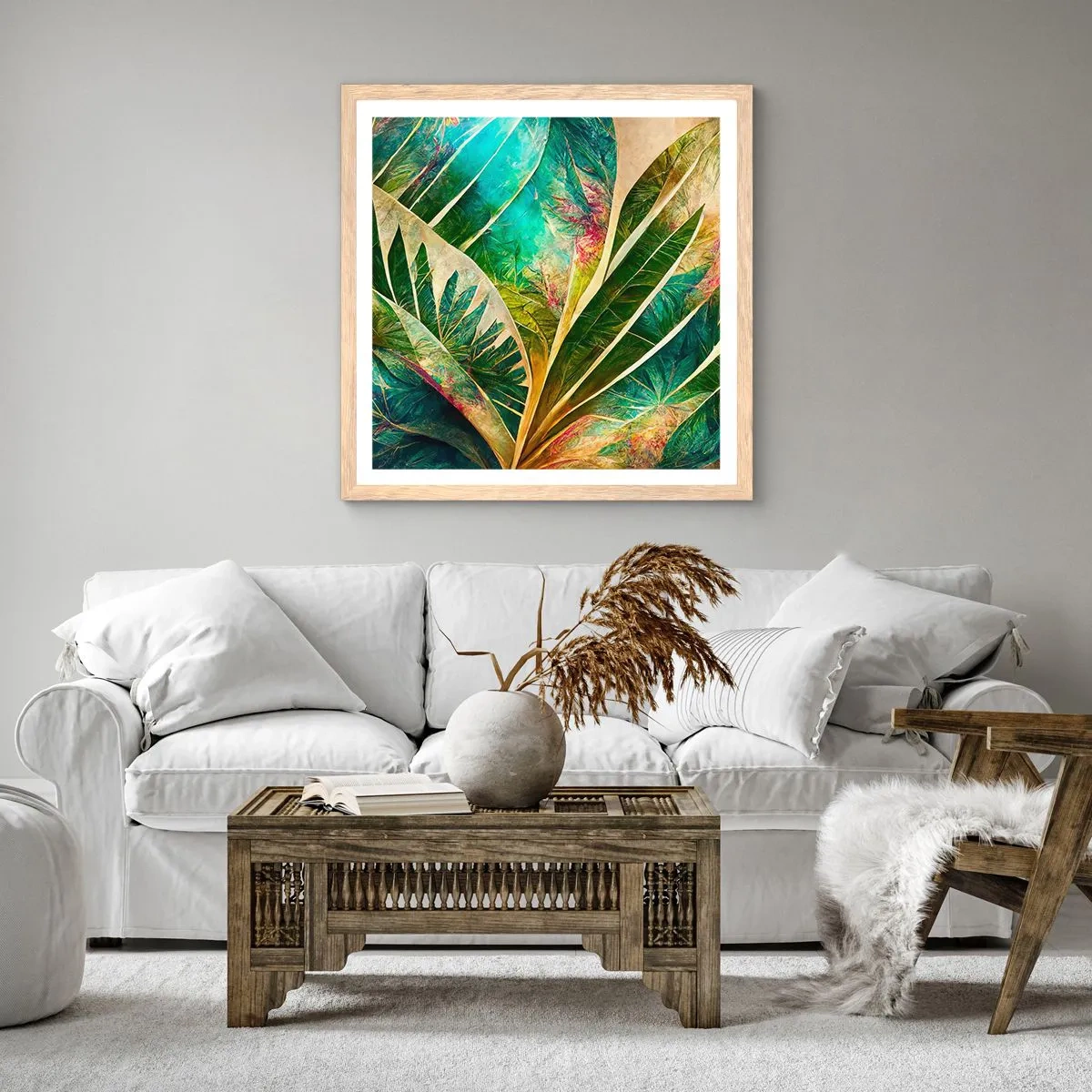Poster in light oak frame - Colours of the Tropics - 60x60 cm