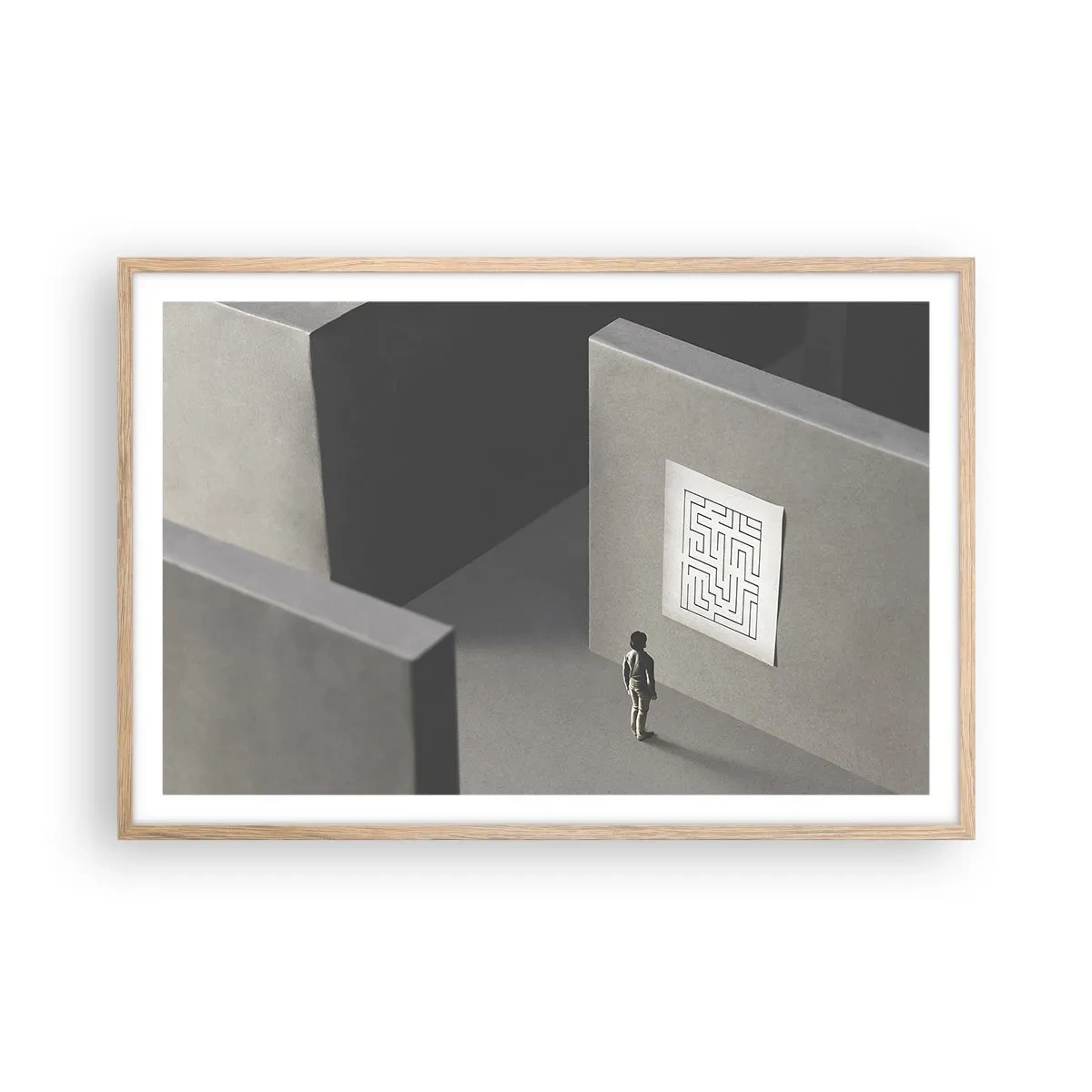 Poster in light oak frame - But Where Am I? - 91x61 cm