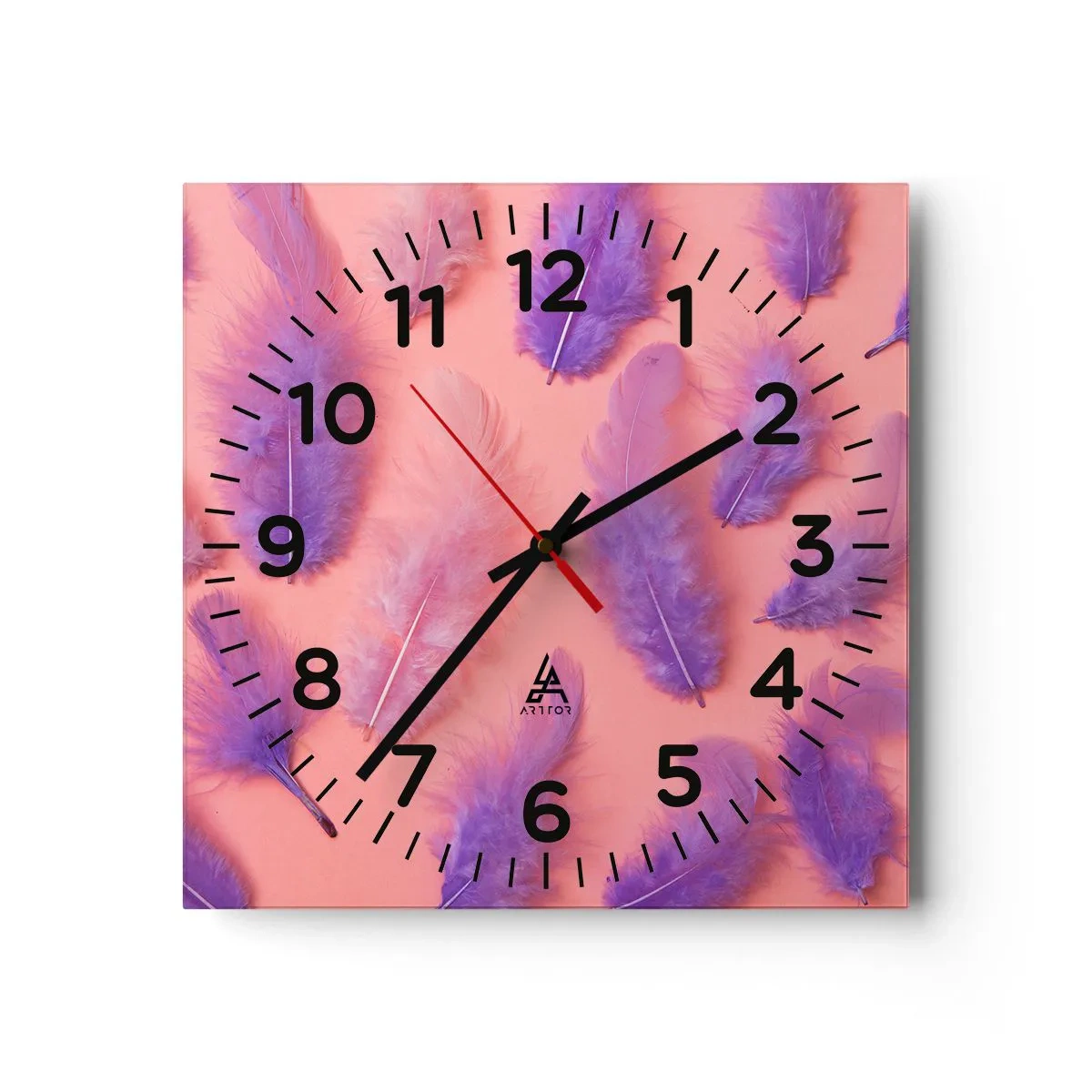 Wall clock - Clock on glass - Lilac Bird of Desire - 30x30 cm