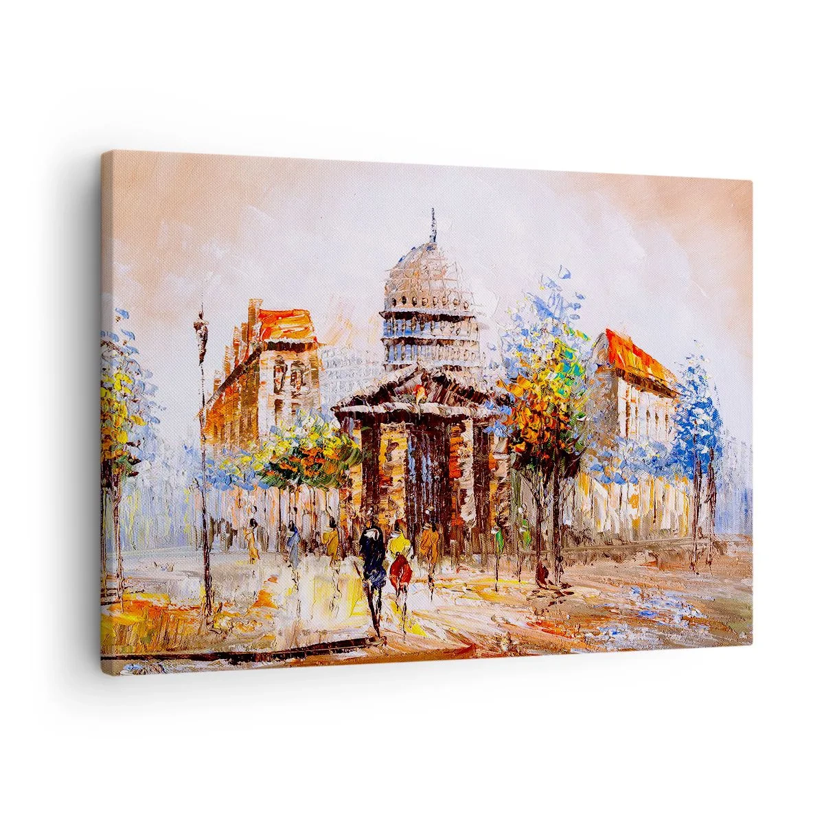 Canvas picture - Impressionistic city scene with a historic building - 70x50cm - Parisian Walk - Modern wall decoration for the living room and bedroom ARTTOR