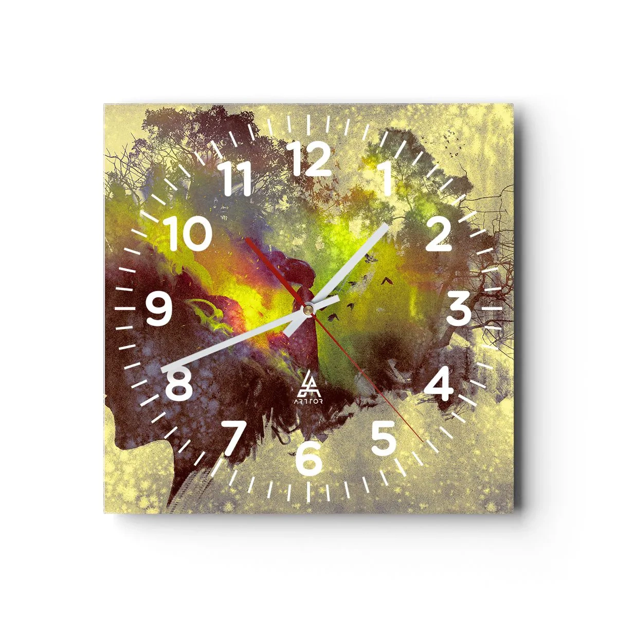 Wall clock - Clock on glass - Mother Nature - 40x40 cm