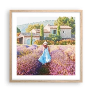 Poster in light oak frame - Lavender Girl - 50x50 cm
