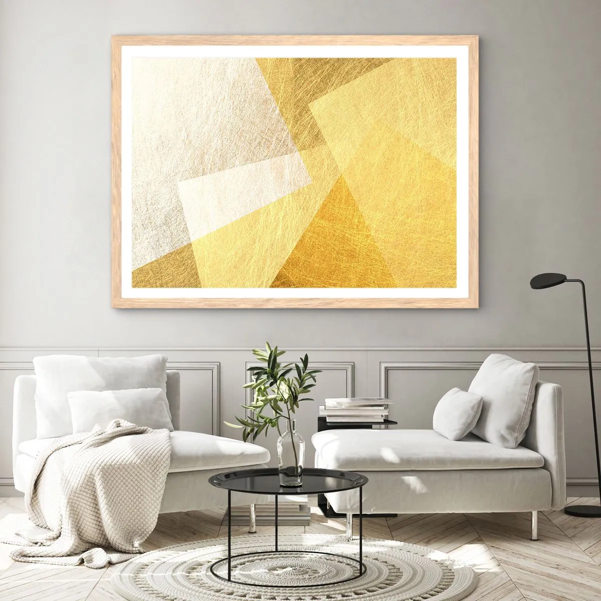 Poster in light oak frame - Weather of Geometry - 50x40 cm