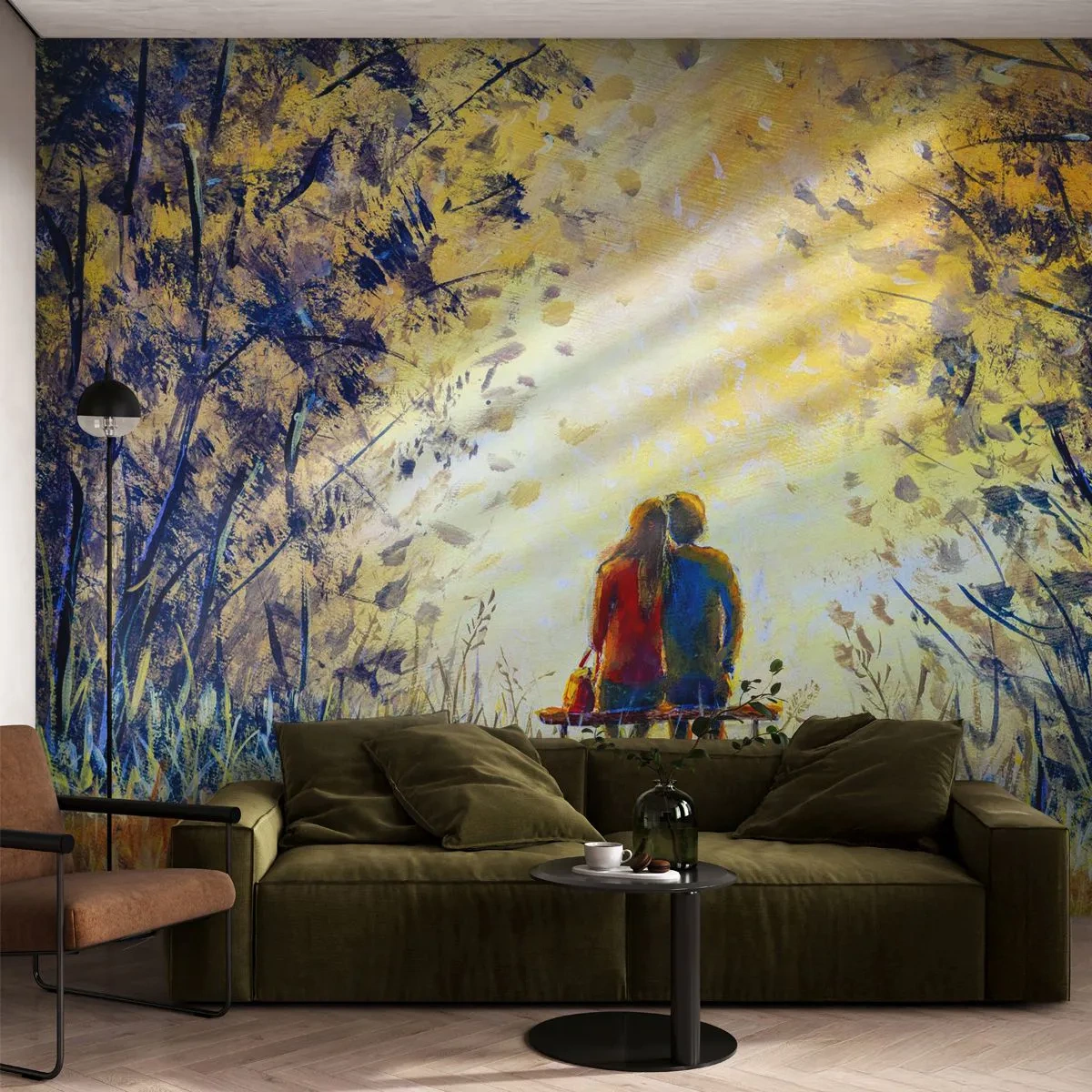 Custom Self-Adhesive Wallpaper Deluxe Sticker - Magical Moment - Couple of lovers, Park, Nature