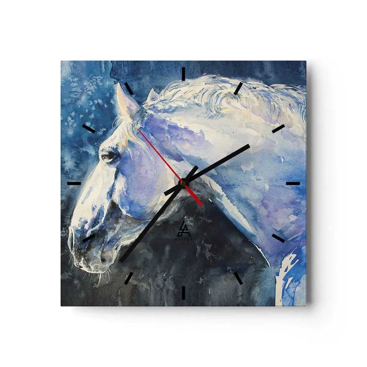 Wall clock - Clock on glass - Portrait in Blue Light - 30x30 cm