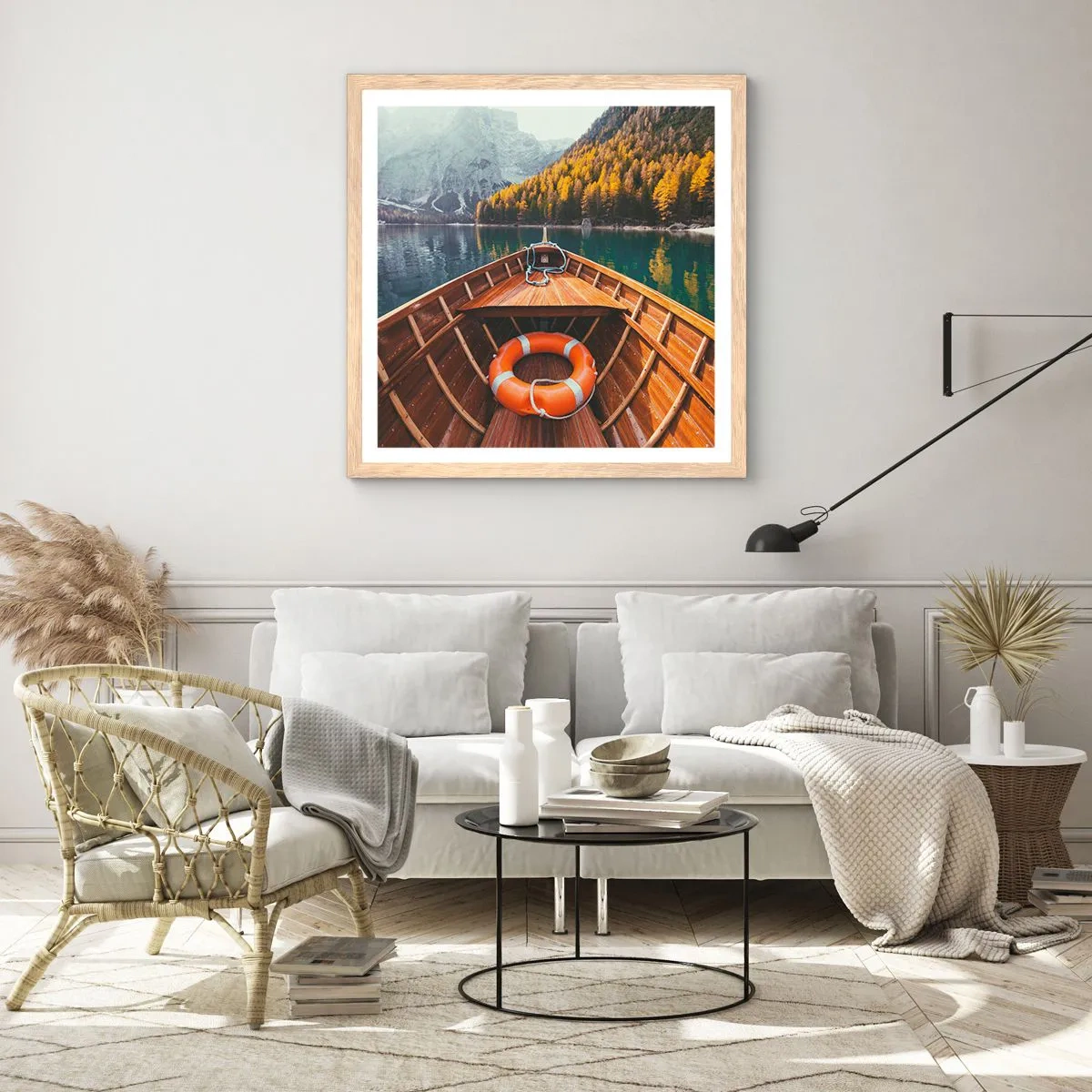 Poster in light oak frame - Mountain Hike - 30x30 cm