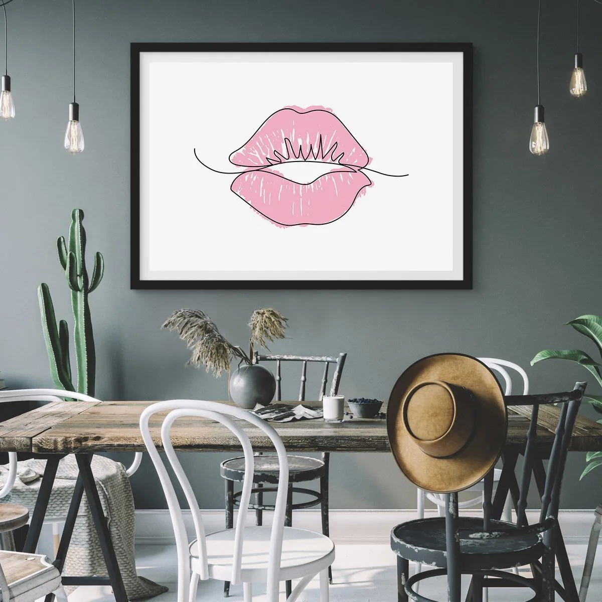 Poster in black frame - Ready for a Kiss? - 40x30 cm