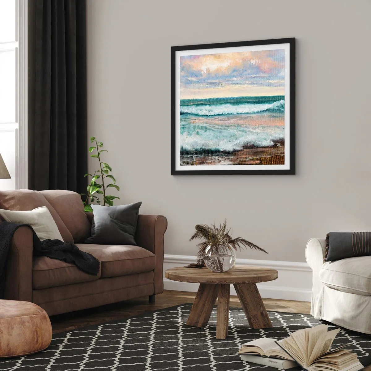 Poster in black frame - Here You Will Smooth Your Soul - 60x60 cm