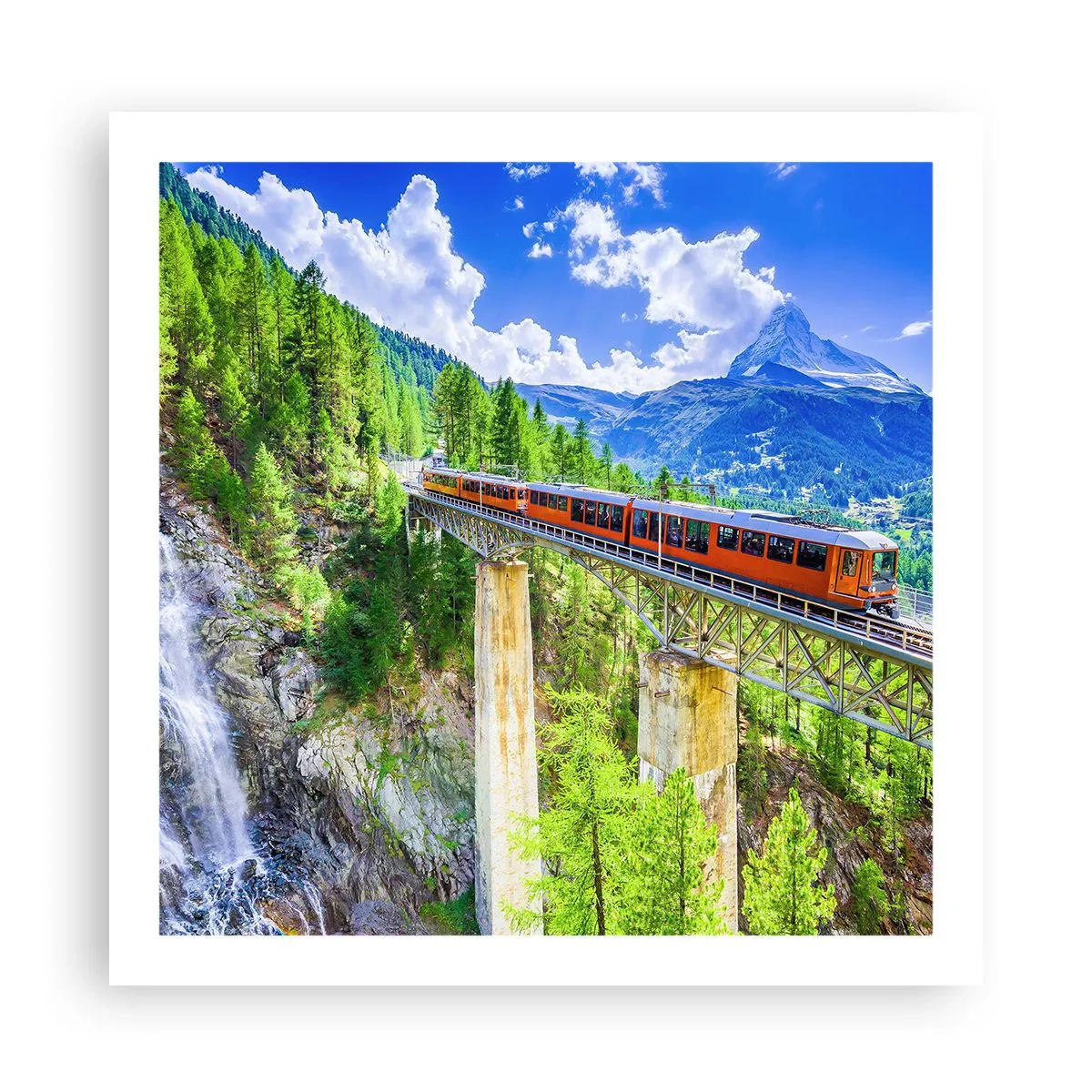Poster - Train Through the Alps - 60x60 cm